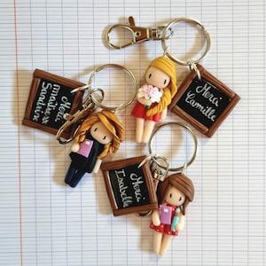 Customizable key ring for end of school year gift (Teacher, master, ATSEM, AVS...)