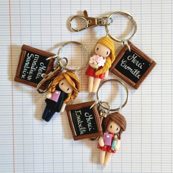 Customizable key ring for end of school year gift (Teacher, master, ATSEM, AVS...)