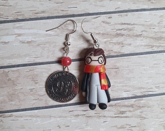 Boucles d'oreilles harry et breloque hogwarts express