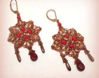 Earrings beadwoven "Copper stars!"