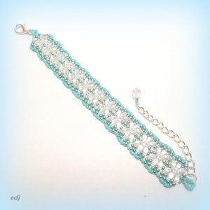 Bracelet manchette tissé perles superduo Dentelle de fleurs image 3