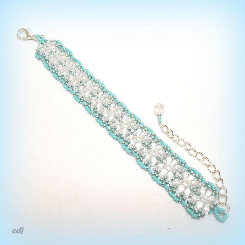 Bracelet manchette tissé perles superduo Dentelle de fleurs image 3