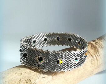 Miyuki bracelet Bangle silver grey Crystal "magic grey"