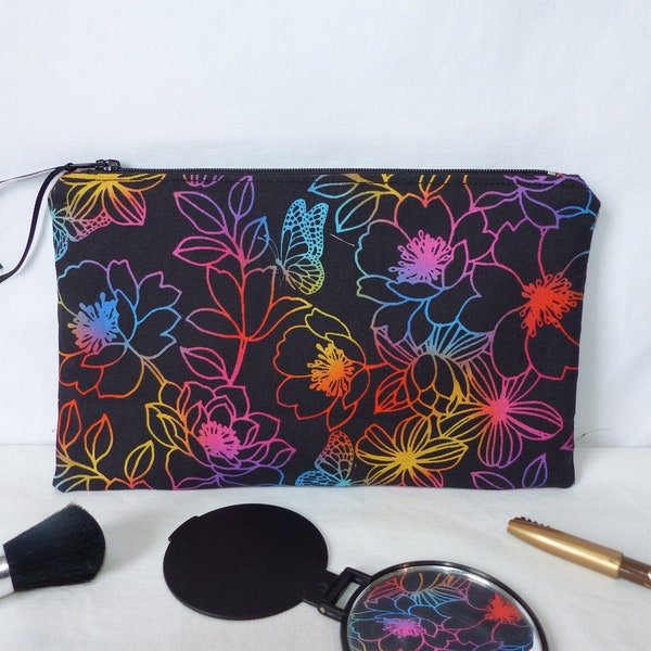 Pochette zippée en tissu de créateur, trousses fleurs en filigrane