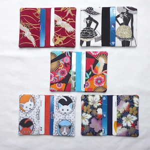 Etui deux cartes en tissu pliable, porte-cartes en tissu japonais