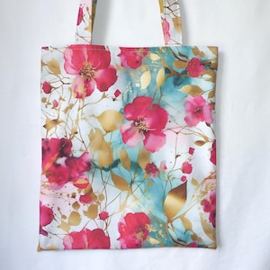 Practical flower fabric bag, floral tote bag