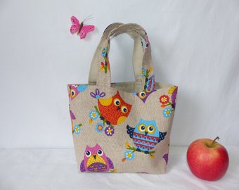 Owl children's bag, small children's tote bag, snack bag