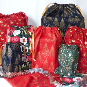 Pochette emballage cadeaux réutilisable 6 tailles, sac cadeaux de Noël