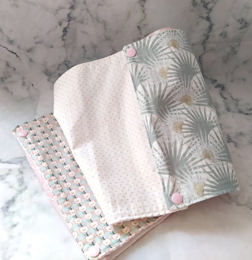 Essuie-Tout Lavable en Coton et Nid d'abeille - Motifs Géométriques/Pommes/Feuilles/Pois Aux Couleur