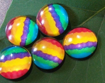 5 multicolored cabochons 12mm