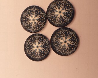 4 cabochons en 14mm en verre