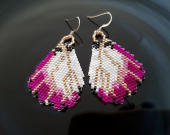 Boucles d'oreille ailes de papillon en perles de verrre Miyuki