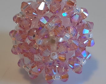 Bague Copine rose water opal en perles de cristal