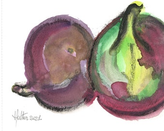 Deux figues. Aquarelle et encre de chine sur papier Aquarelle Canson.