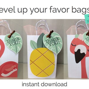 Flamingo Favor Bag, Pineapple Favor Bag, DIY Flamingo Favor Bag, Flamingo Bridal Shower, Flamingo Baby Shower, Flamingo Pineapple Printable