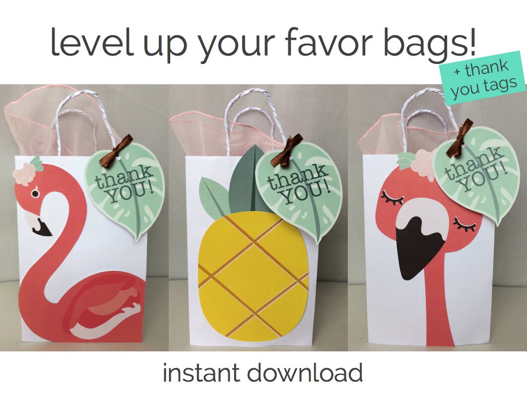 Flamingo Favor Bag Pineapple Favor Bag DIY Flamingo Favor Etsy