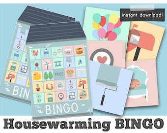 housewarming bingo, housewarming party games instant download