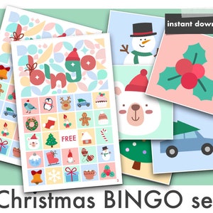 Christmas bingo games, Christmas party printable, kids activities at home