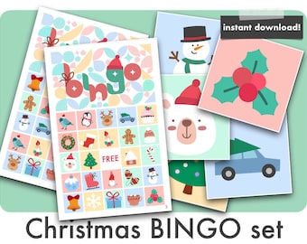 Christmas bingo games, Christmas party printable, kids activities at home