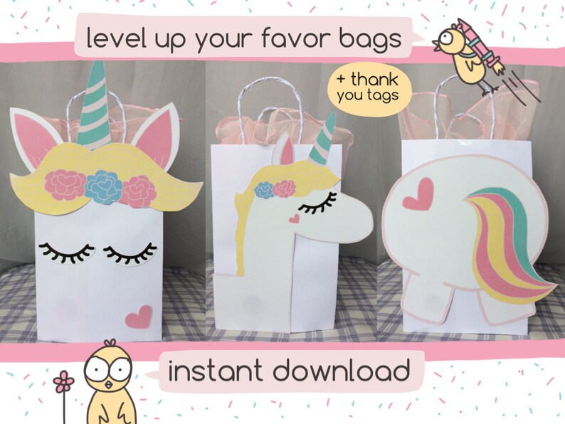 unicorn favor bags diy unicorn favor bags unicorn birthday etsy