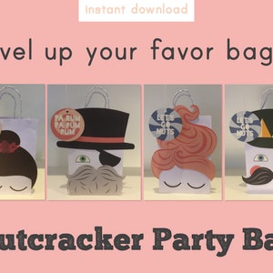 nutcracker favor bags, ballet favor bags, nutcracker ballet christmas party, instant download, personalised