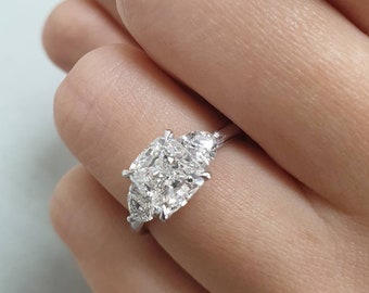 2.50 Carat Cushion Diamond Ring,3 Stone Cushion Diamond Ring, Diamond Ring, Engagement Ring, Diamond Engagement  Ring, Cushion Cut Diamond