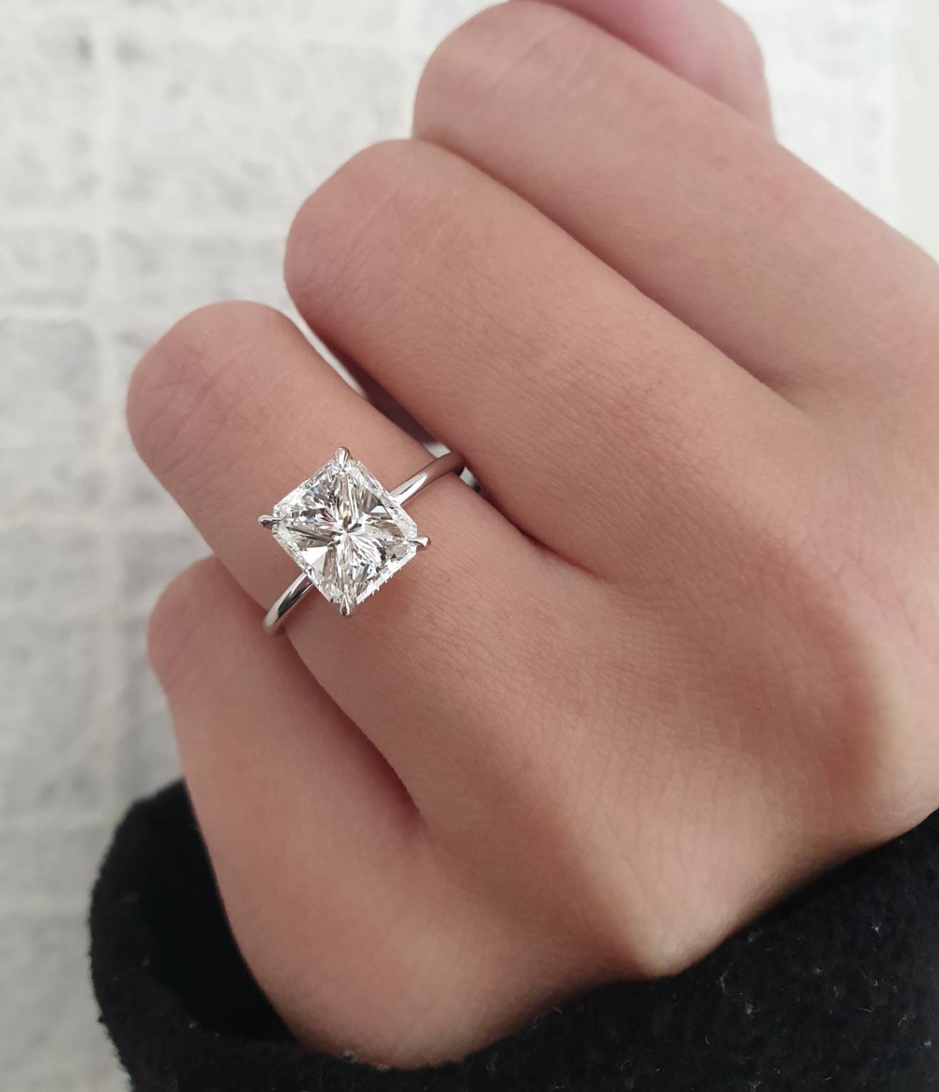 2.65 Carat Diamond Engagement Ring Solitaire Radiant Diamond Ring
