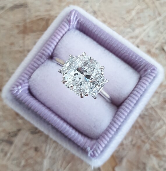 2.30 Carat Diamond Engagement Ring3 Stone Radiant Diamond | Etsy