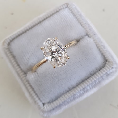 3 Carat Oval Diamond Engagement Ring 14K Yellow Gold | Etsy