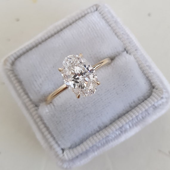 Anillo de compromiso de diamantes ovalados de 2 quilates | Etsy México