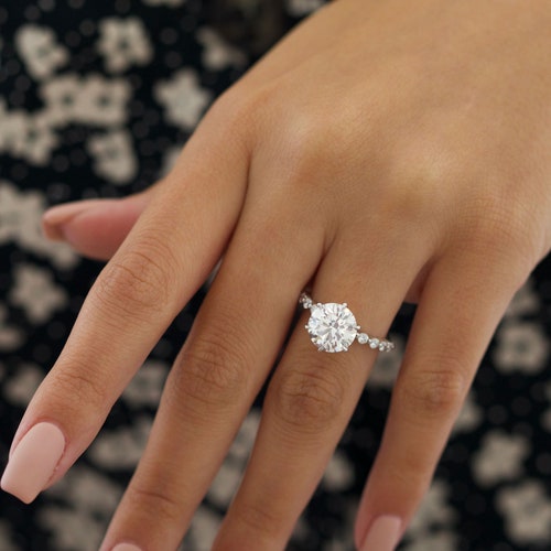 Schaduw Pygmalion winnen Diamond Engagement Ring 3 Carat Round Brilliant Diamond - Etsy