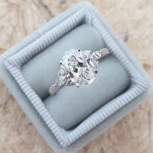 1.70 Carat Oval Diamond Engagement Ring, 14k White Gold Diamond Ring ...
