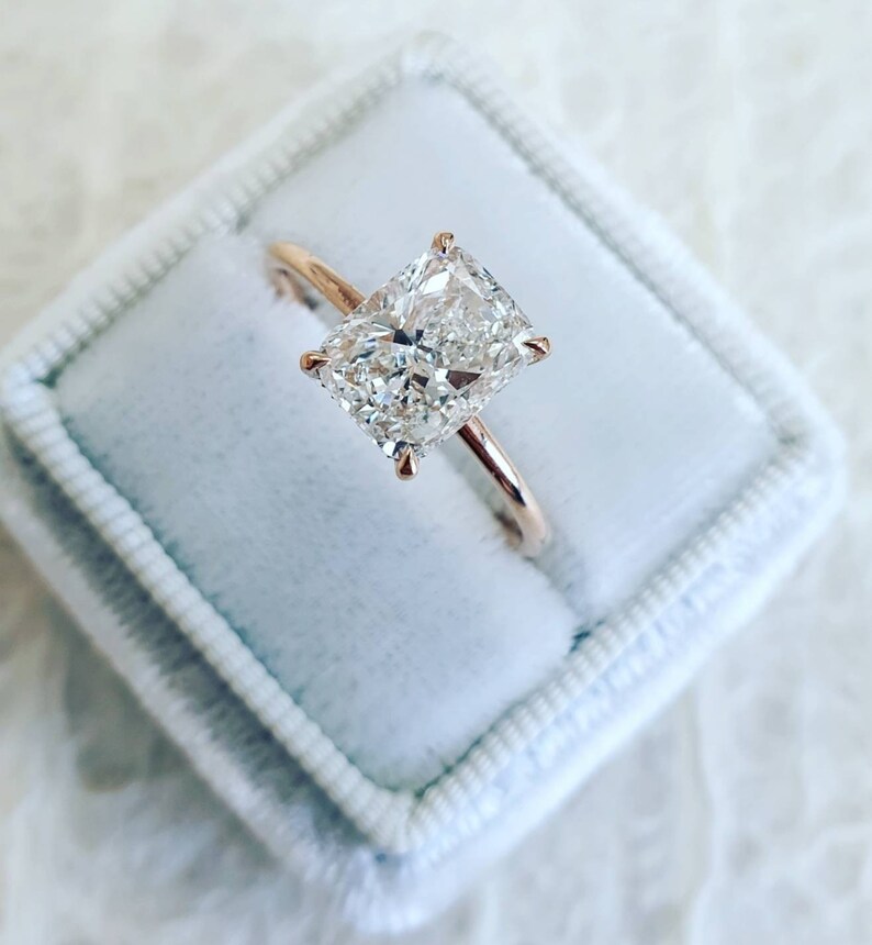 Diamond Engagement Ring 1 20 Carat Elongated Cushion Diamond Etsy