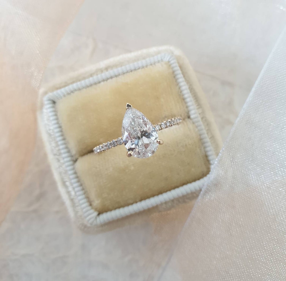 Diamond Engagement Ring 1.65 Carat Pear Shape Solitaire - Etsy