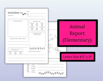 Animal Report Template | Printable Research Worksheet | Elementary Homeschool and Classroom Teaching Materials | Science Writing Activity