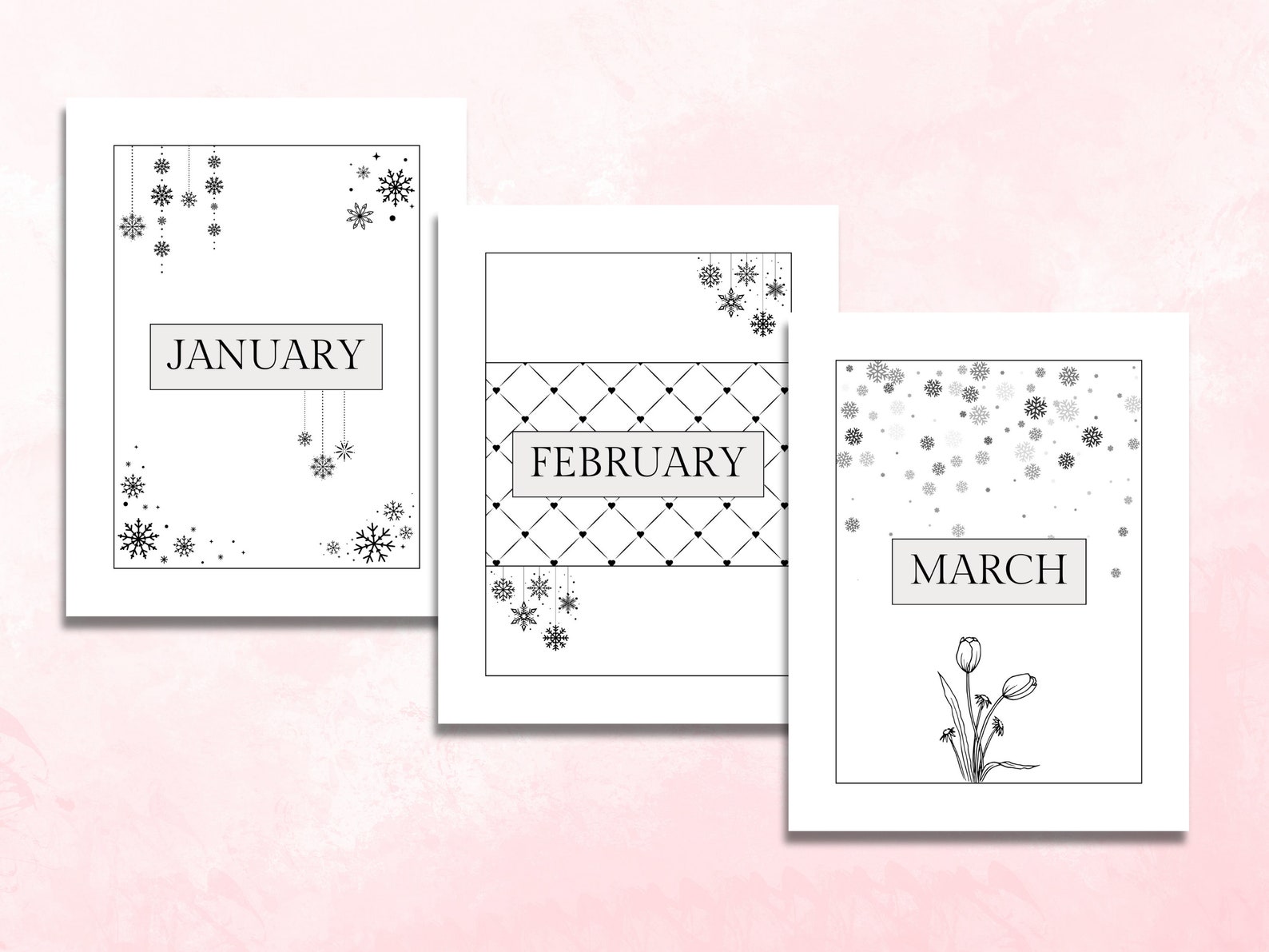 Monthly Calendar Divider Pages, 12 Unique and Seasonal Full Page Planner Tab Separators, DIY ...