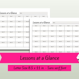 Homeschool Unterricht auf einen Blick, Stundenplan Add On, Jahresübersicht, Lehrer Curriculum Organizer, Akademische Planung, Letter Format