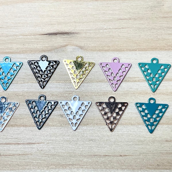 Colored Metal Openwork Triangle Charms
