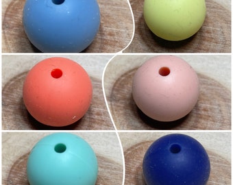 Set of 5 15mm Round Silicone Beads Pacifier Clip