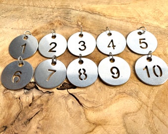 Stainless Steel Number 1-30 Pendant Charm