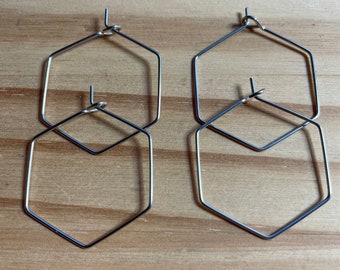 Set di 4 supporti per orecchini esagonali in acciaio inossidabile