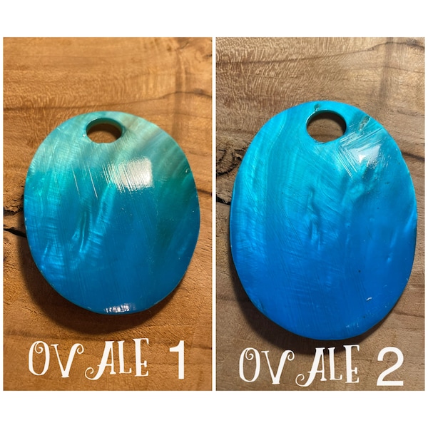 Pendentif Ovale Nacre Turquoise