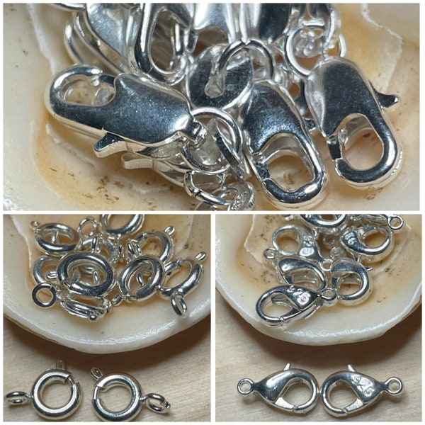 Set aus 10 Verschlüssen Boje Hummer Karabiner Platt Silber Herstellung Schmuck Armband Halskette Apprets