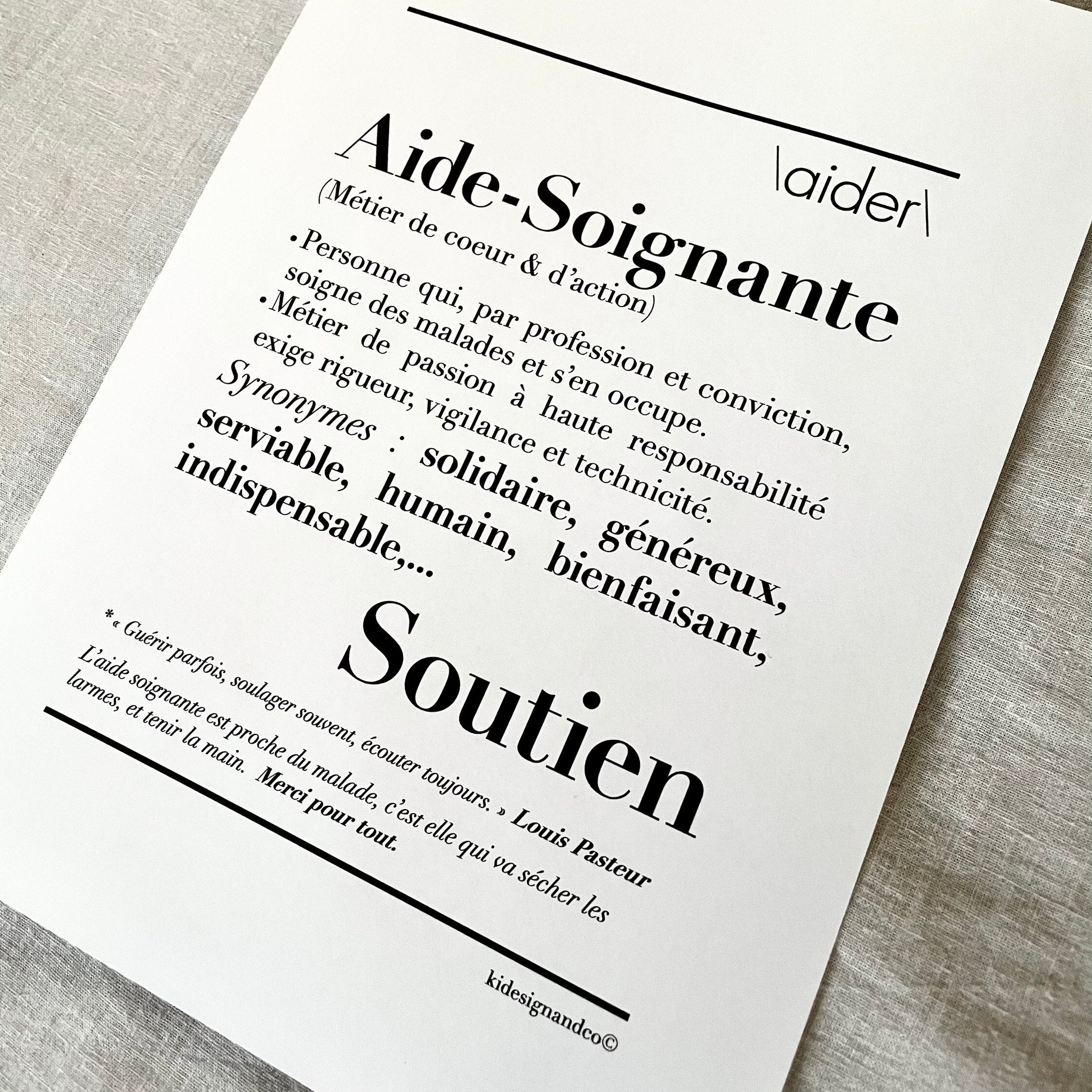 Affiche Definition Infirmiere Kine Sapeur Pompier Aide Etsy