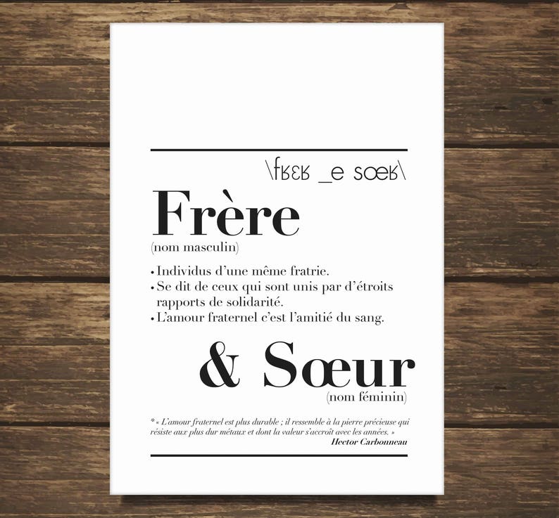 Affiche définition Frère & Sœur - Créatrice ETSY : kidesignandco