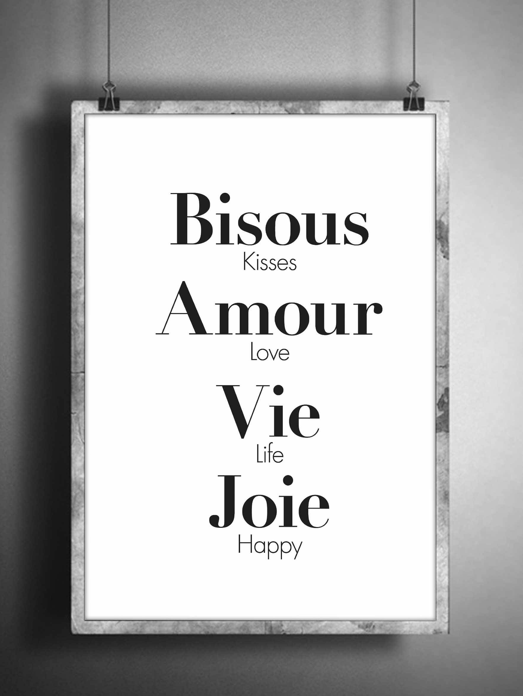 Affiche Bisous Amour Vie Joie Etsy Singapore