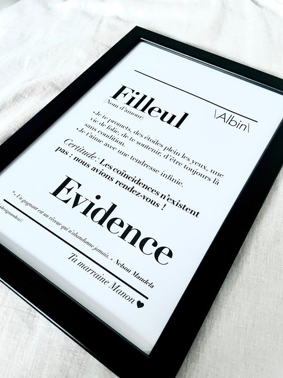 Affiche Definition Filleul Filleule Etsy France