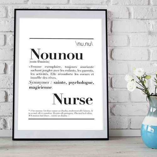 Affiche Definition De Nounou Etsy
