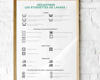 PDF Affiche symbole " Déchiffrer les étiquettes de lavage !"