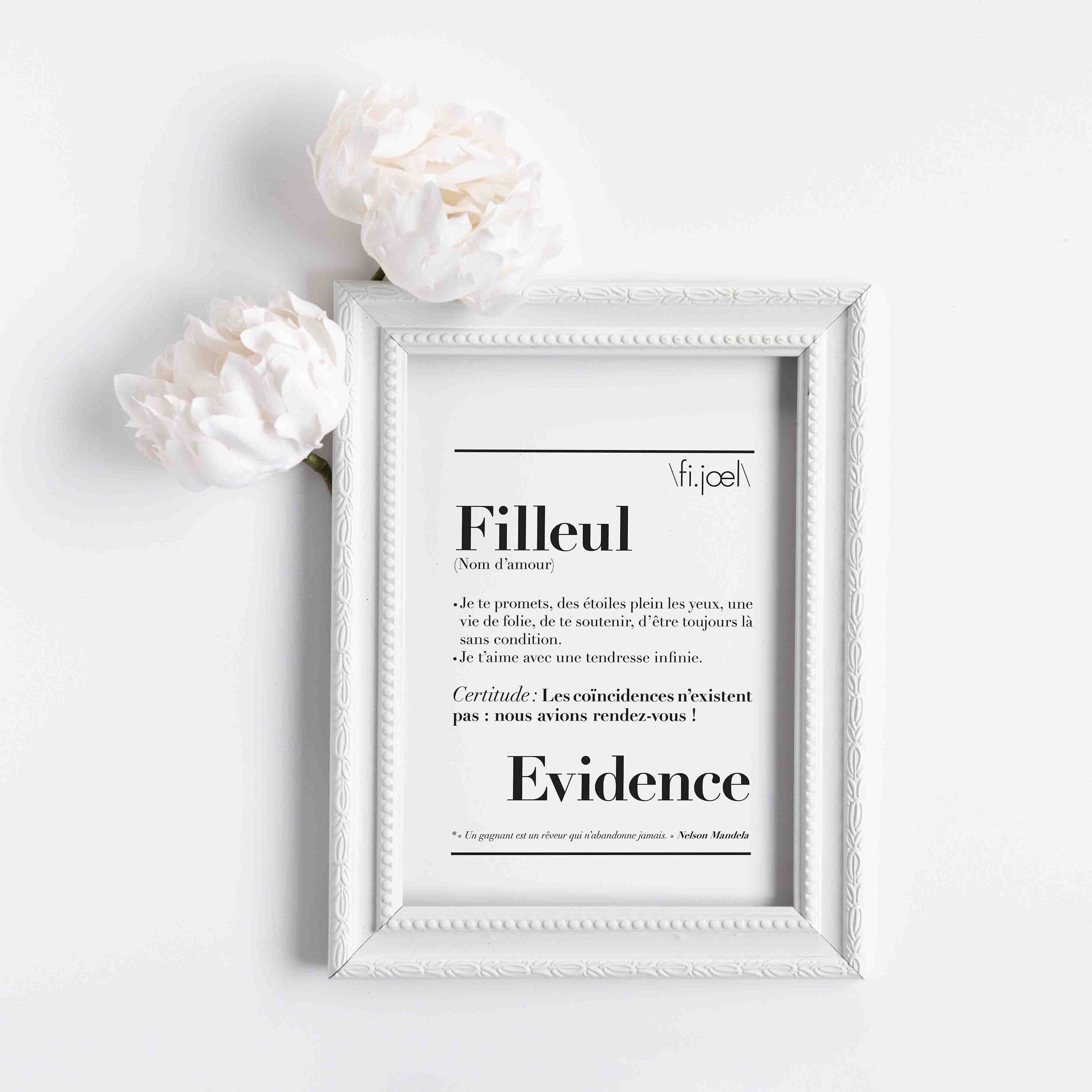 Affiche Definition Filleul Filleule Etsy Hong Kong